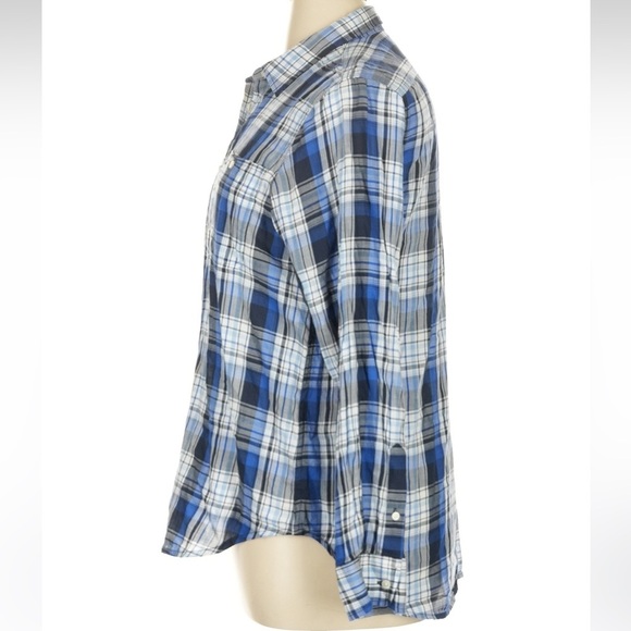 Ralph Lauren Blue & White Plaid Button Down Shirt Relaxed Notched Collar Size XL - Picture 4 of 8